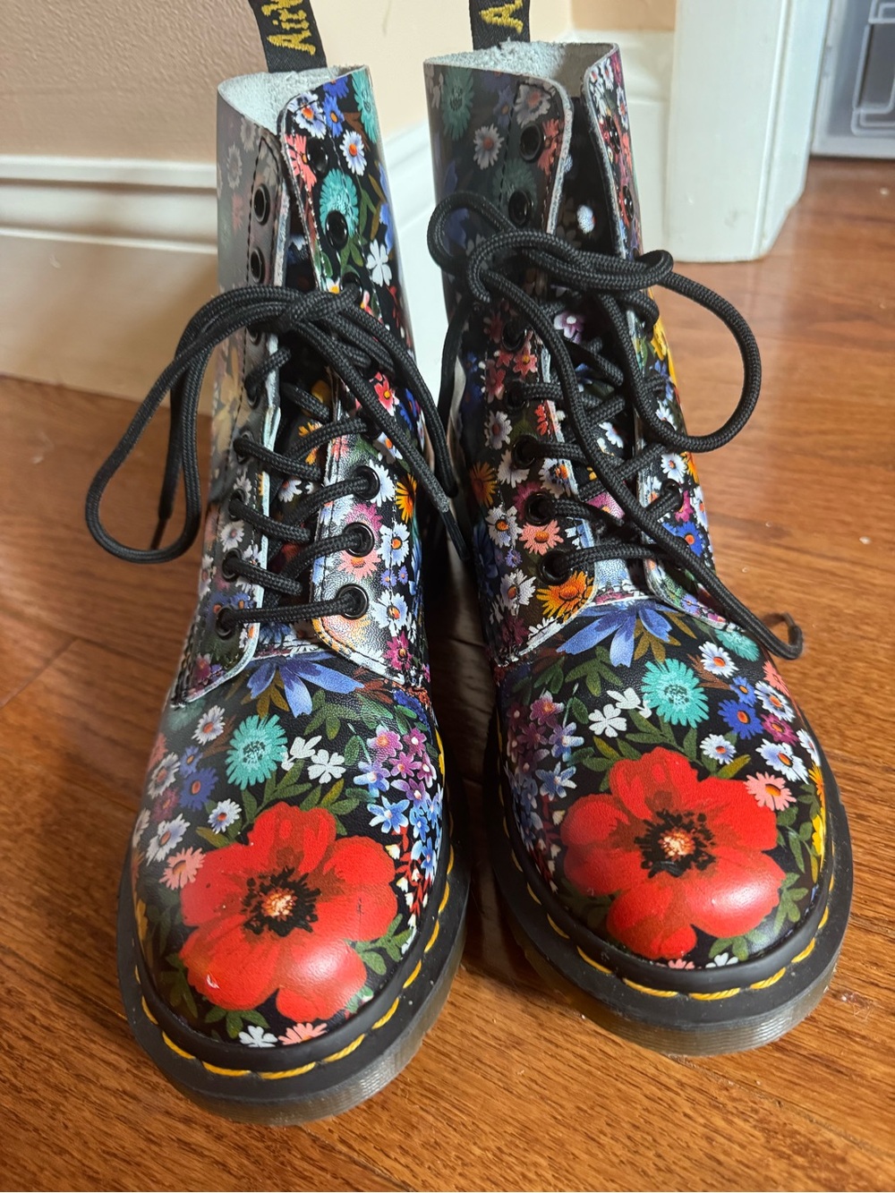 Dr. Martens Woman Floral Pascal Boots - Black Multi - Picture 2 of 5